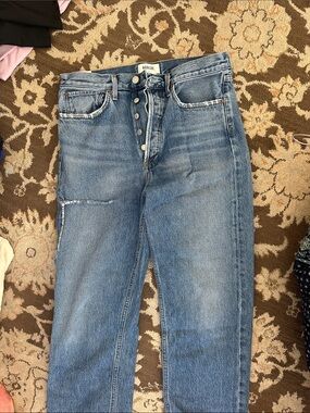 Agolde Light Blue Button-Fly Straight Jeans